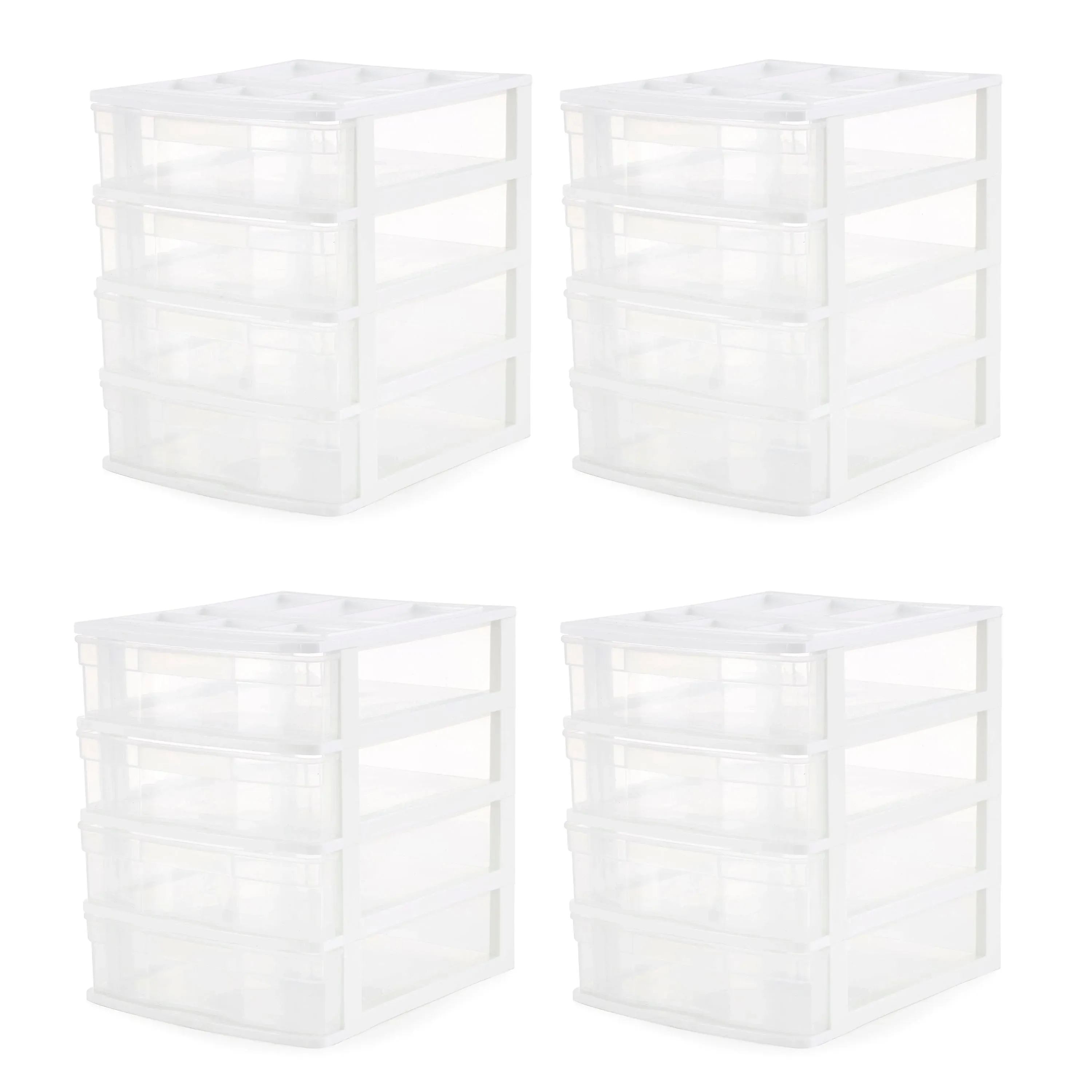 Gracious Living Desk & Countertop 4 Drawer Storage Bin w/Organizer Lid (4 Pack) ,