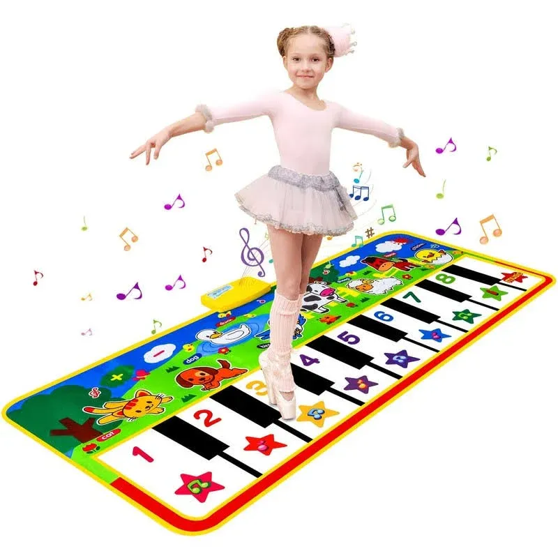 M SANMERSEN Piano Mat 53'' x 23'' Musical Toys for Toddlers Floor Piano Touch ...