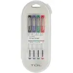 TUL Fine Liner Porous-Point Pens, Ultra-Fine, 0.4 mm, Silver Barrel, Assorted Ink Colors, Pack of 4 Pens