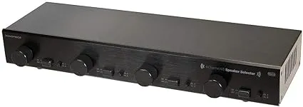 Monoprice 4-Channel A/B Speaker Selector - Black With Volume Control, 100 Watts Per Channel, Accepts Wire Gauges Up To 14AWG, Maintains 8 Ohms