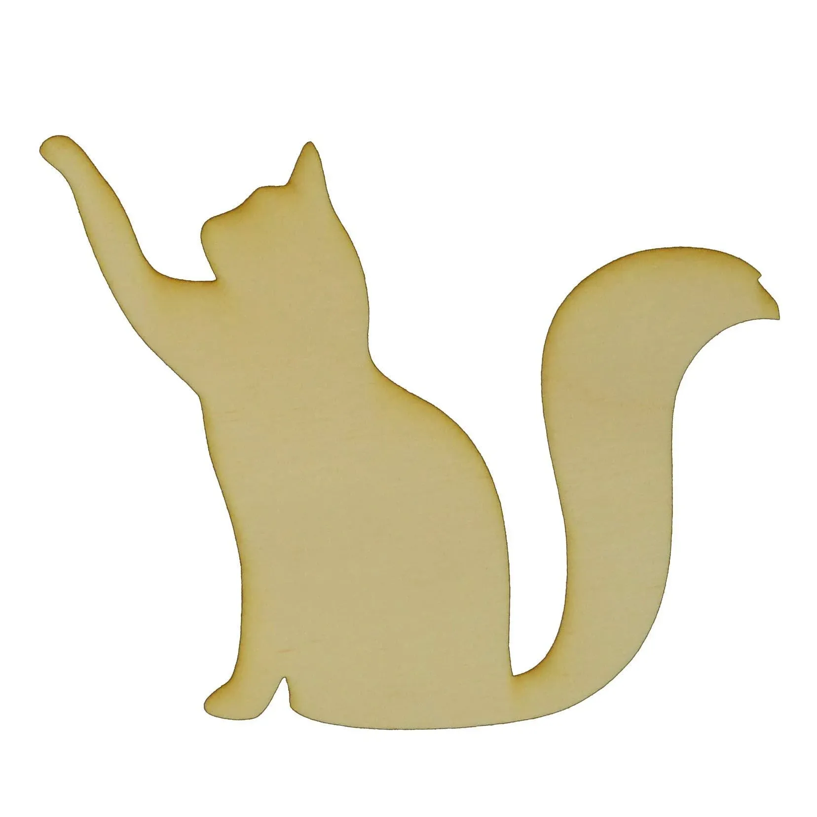 Unfinished Cat with Raised Paw Wood Cut Out Available in A Variety of Sizes and ...