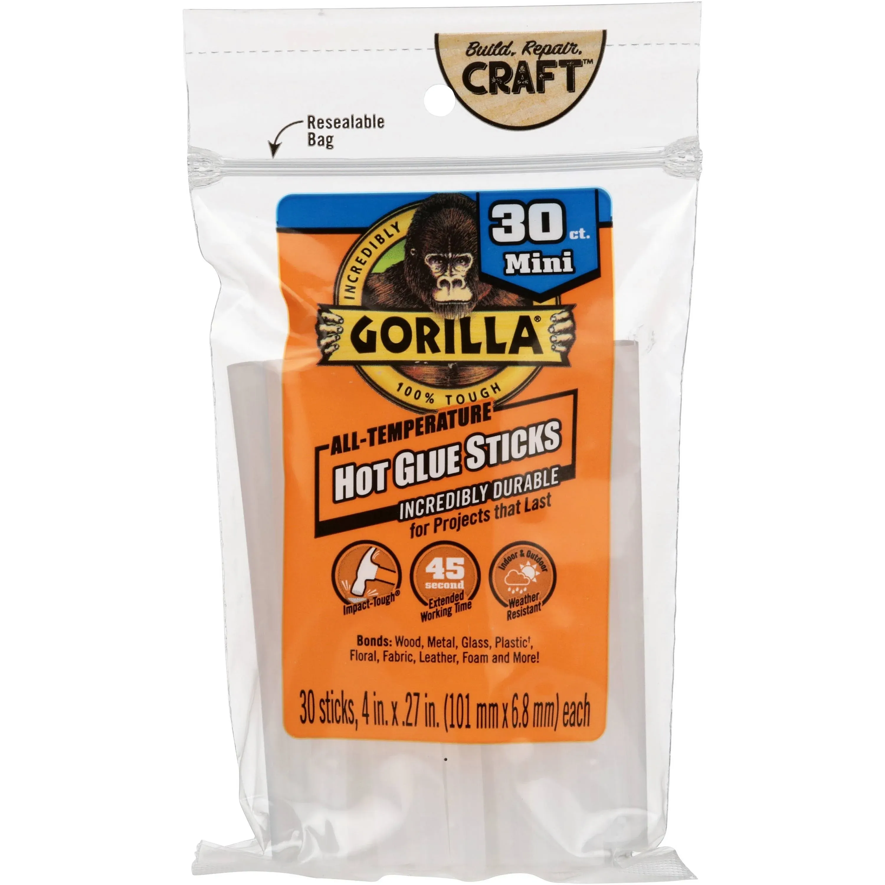 Gorilla 4" Mini Hot Glue Sticks