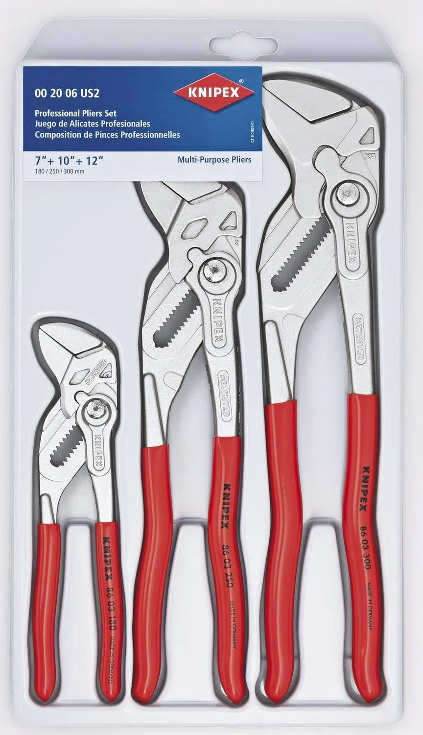 00 20 06 US2 Knipex 3 Piece Pliers Wrench Set