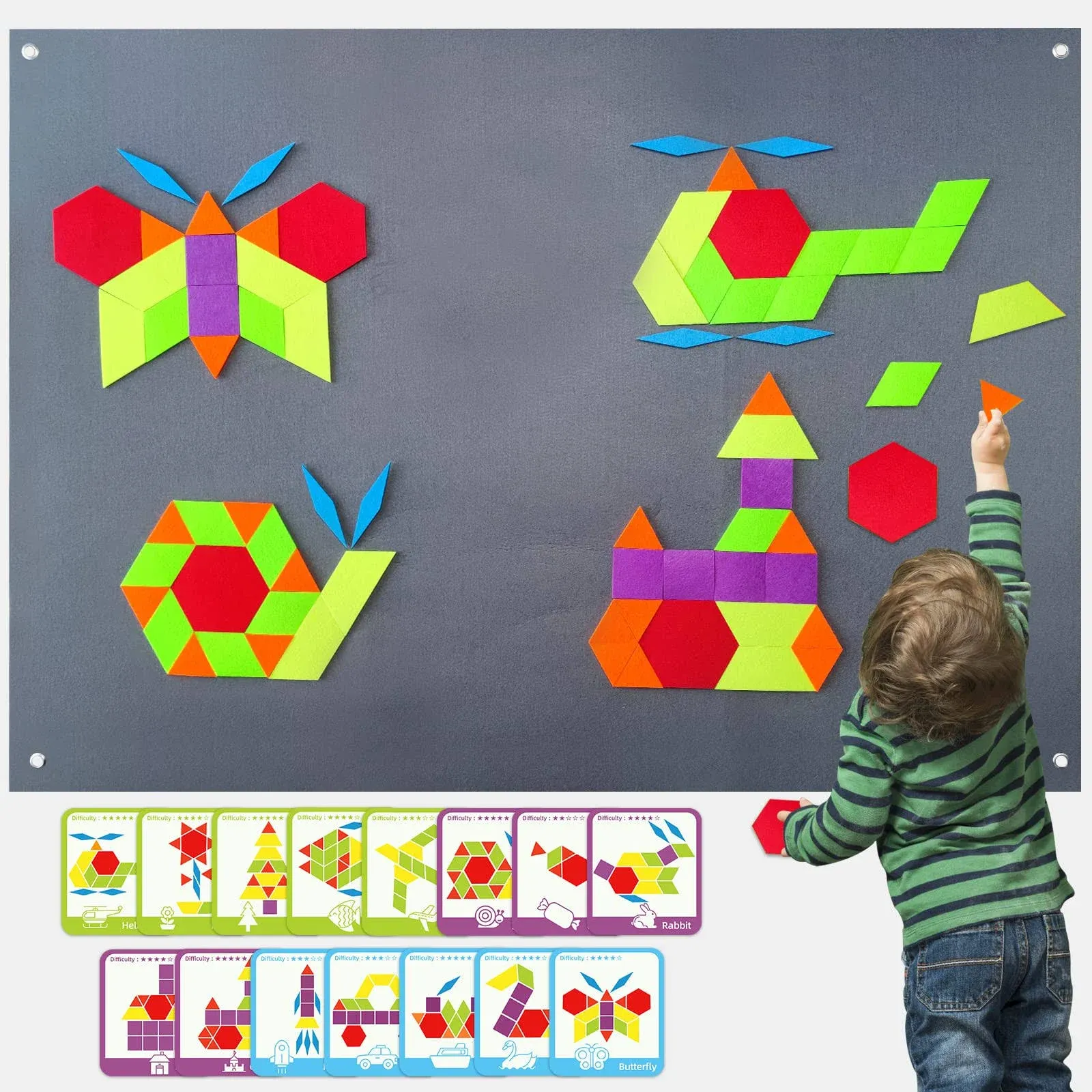 EDDJOND Shape Felt Board for Toddlers Teaching Story Board Set , Large 3.5 ft ...