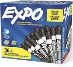 Expo Low Odor Dry Erase Markers, Chisel Tip, Black, 8 Count