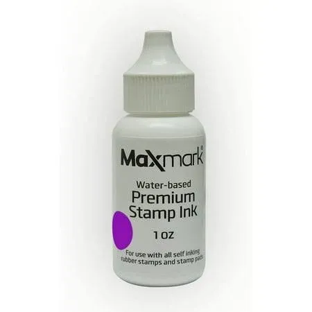 MaxMark Premium Refill Ink for Self Inking Stamps and Stamp Pads, Pink Color - 1 oz.