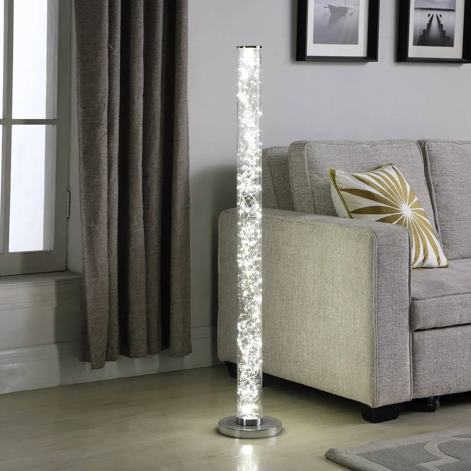 Ore International 49"H Exposed Rope LED Minari Clear Column Floor Lamp