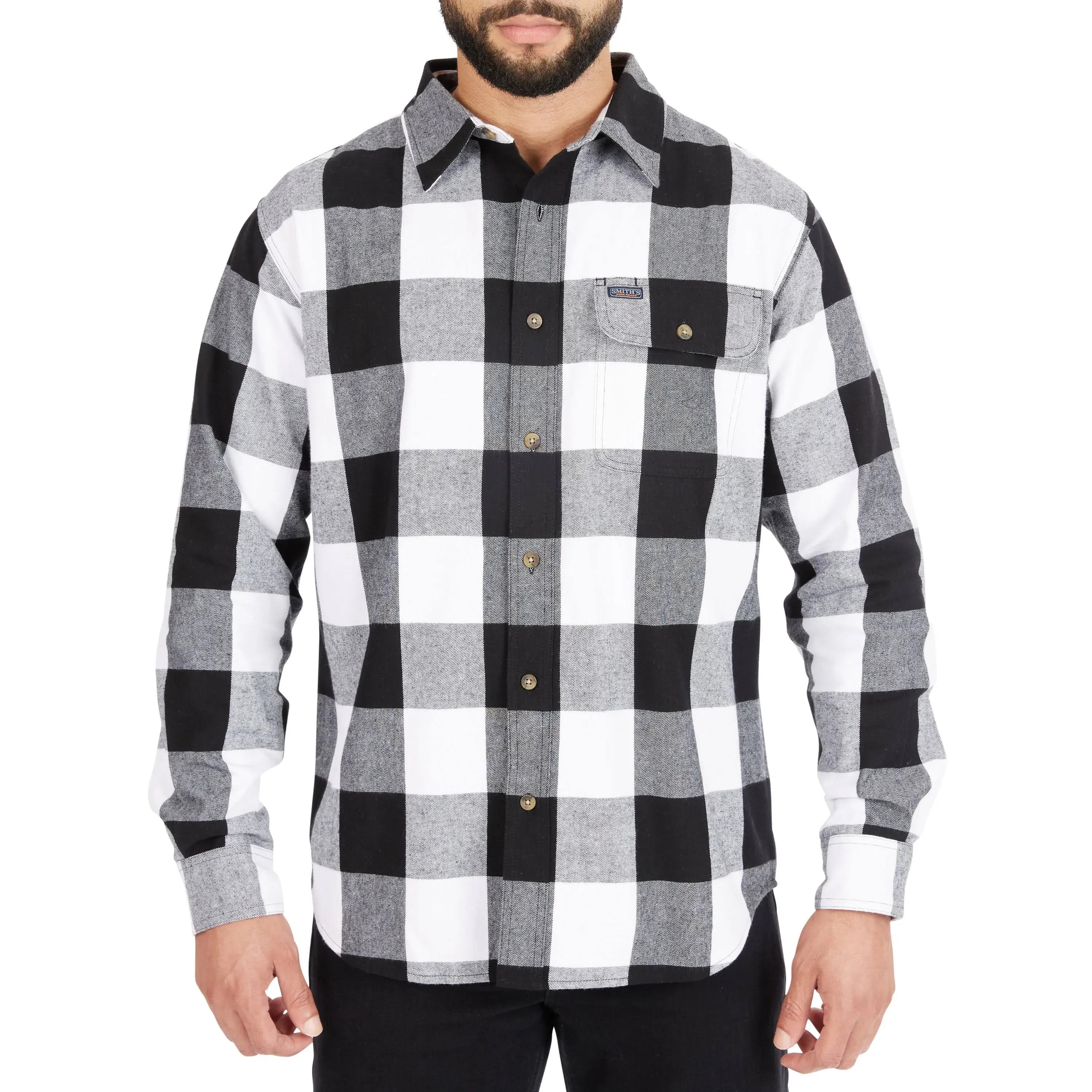 Smith's Workwear Men's Buffalo Pocket Flannel Button-Up Shirt