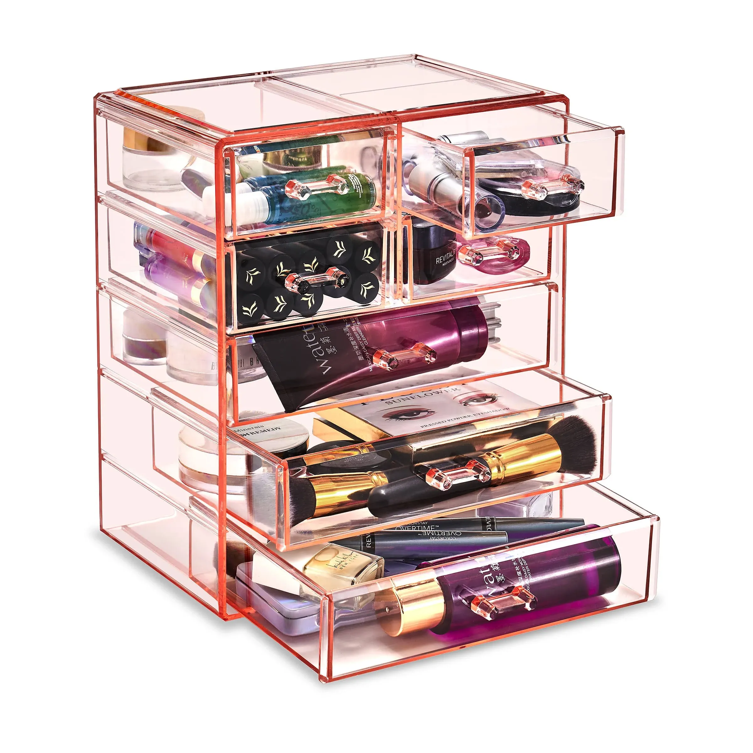 Sorbus Pink Makeup & Jewelry Storage Case Display