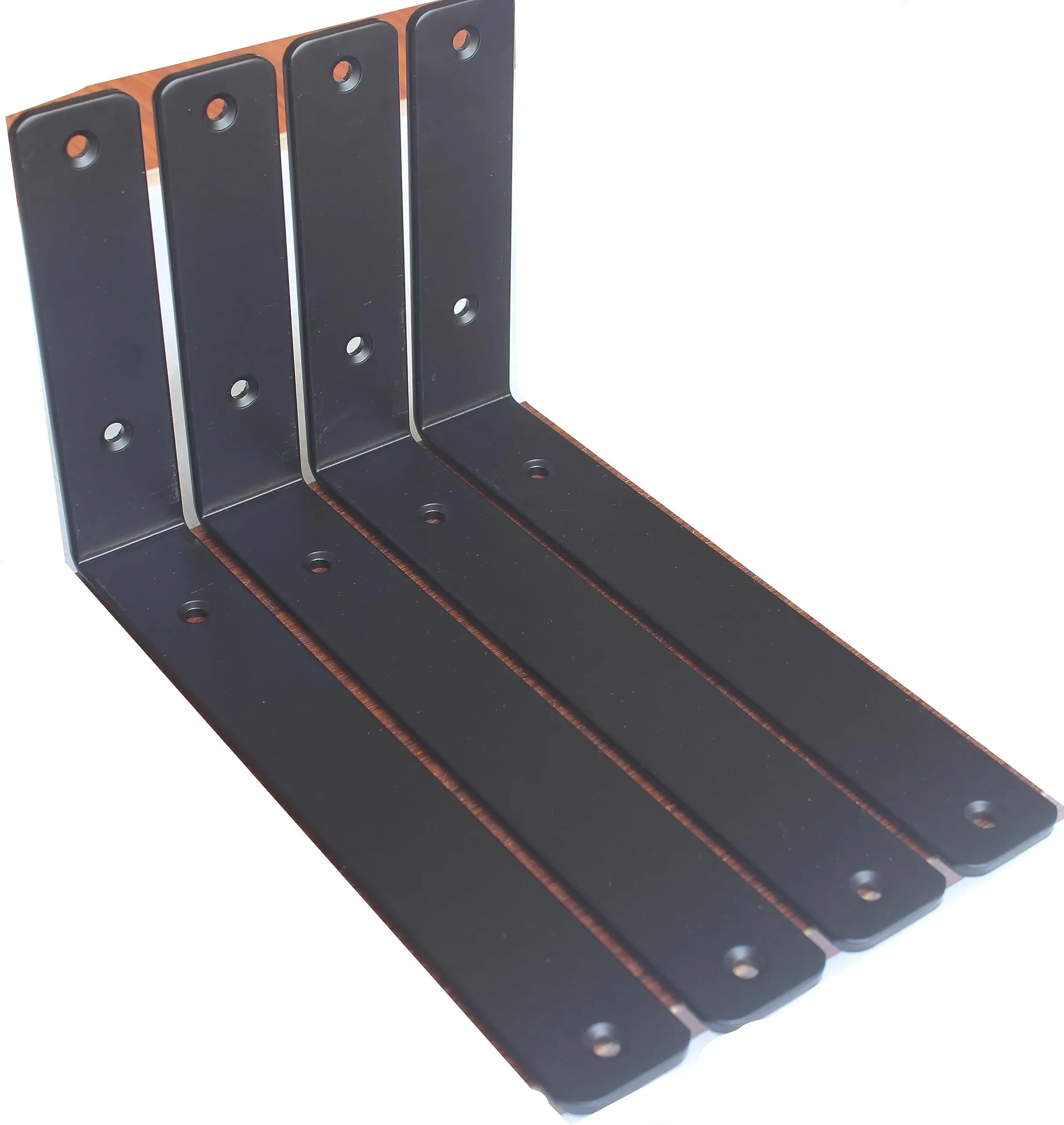 4 Pack - L 11" x H 6" x W1.5", 5mm Thick Black L Shelf Bracket, Iron Shelf Brackets, Metal Shelf Bracket, Industrial Shelf Bracket, Floating Shelf Bracket, Shelf Supports with Screws