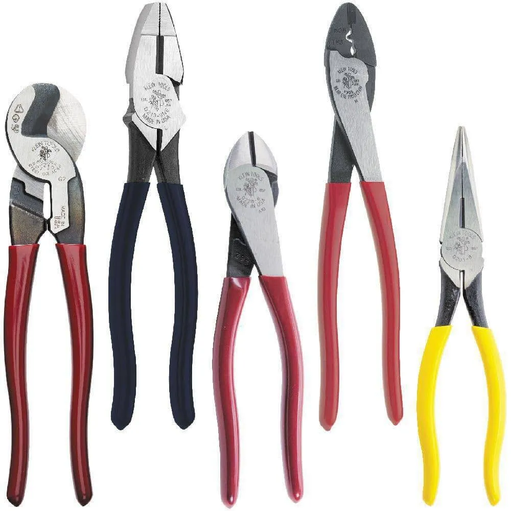 Klein Tools Dipped Plier Multiple Tool Set Kit Features Essential Pliers 5-Piece