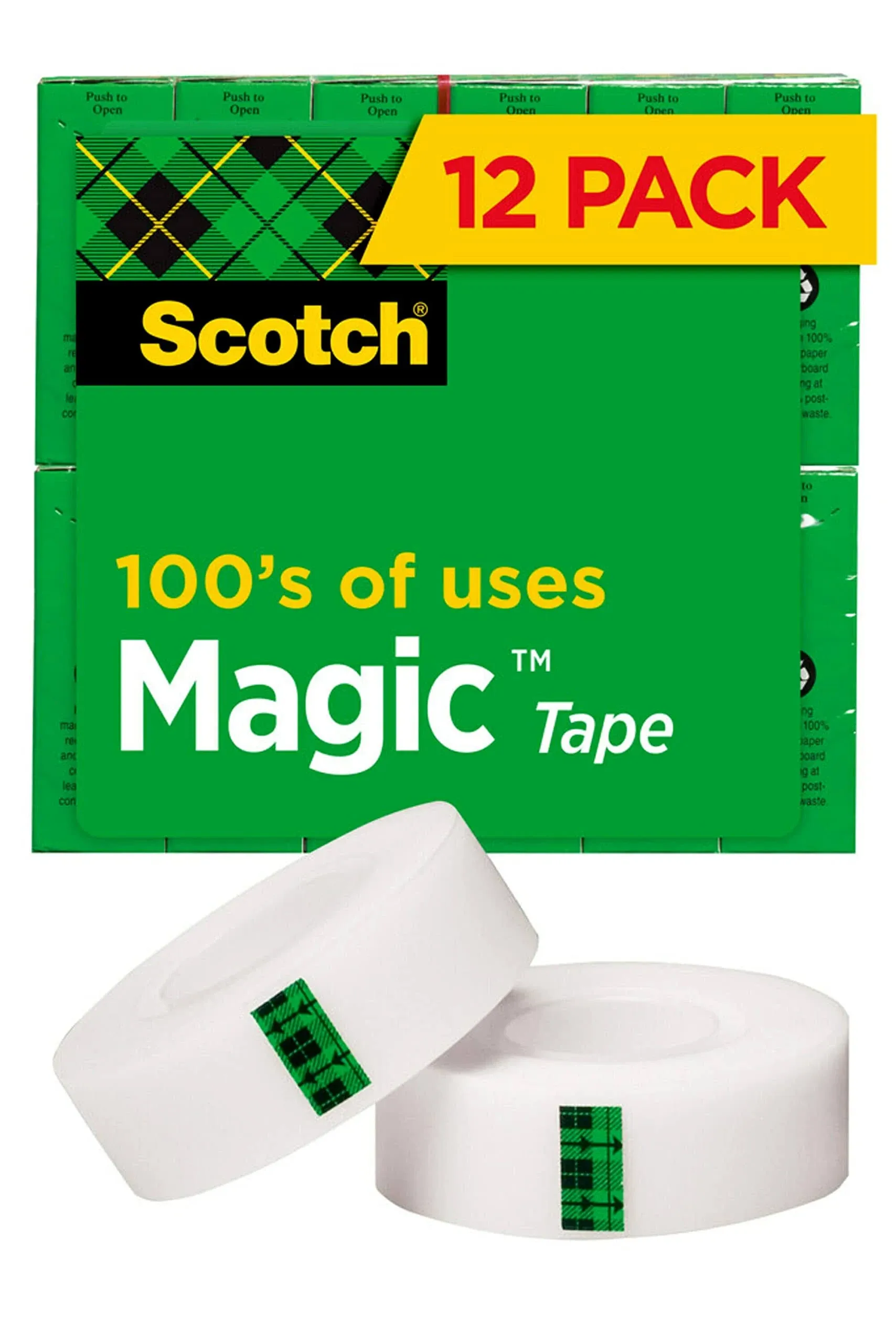 Scotch Magic Tape Value Pack, 3/4 inch x 1000 inch, 1 inch Core, Clear, 12/Pack