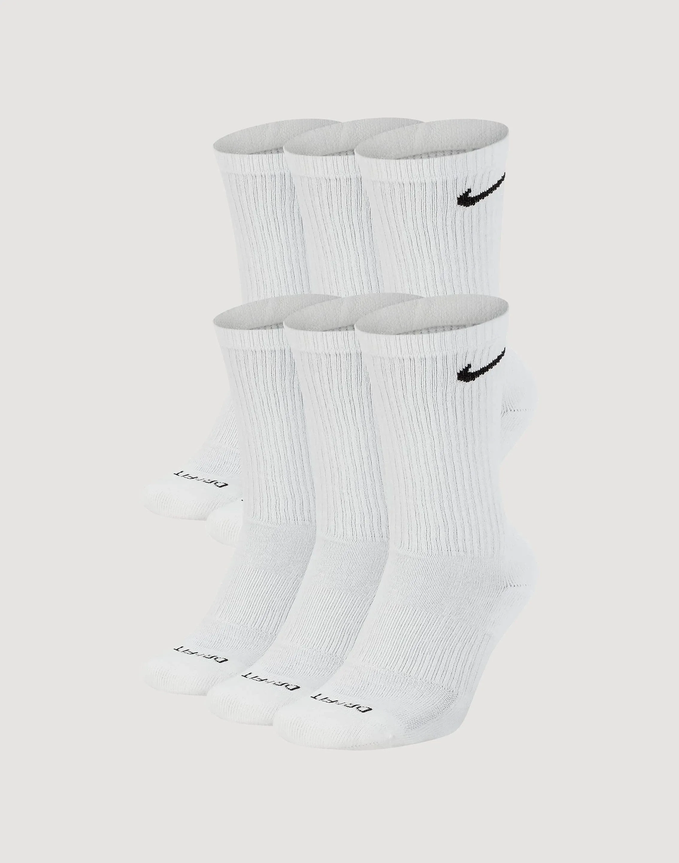 Nike 6-Pack Everyday Cushioned Training Crew Socks - White