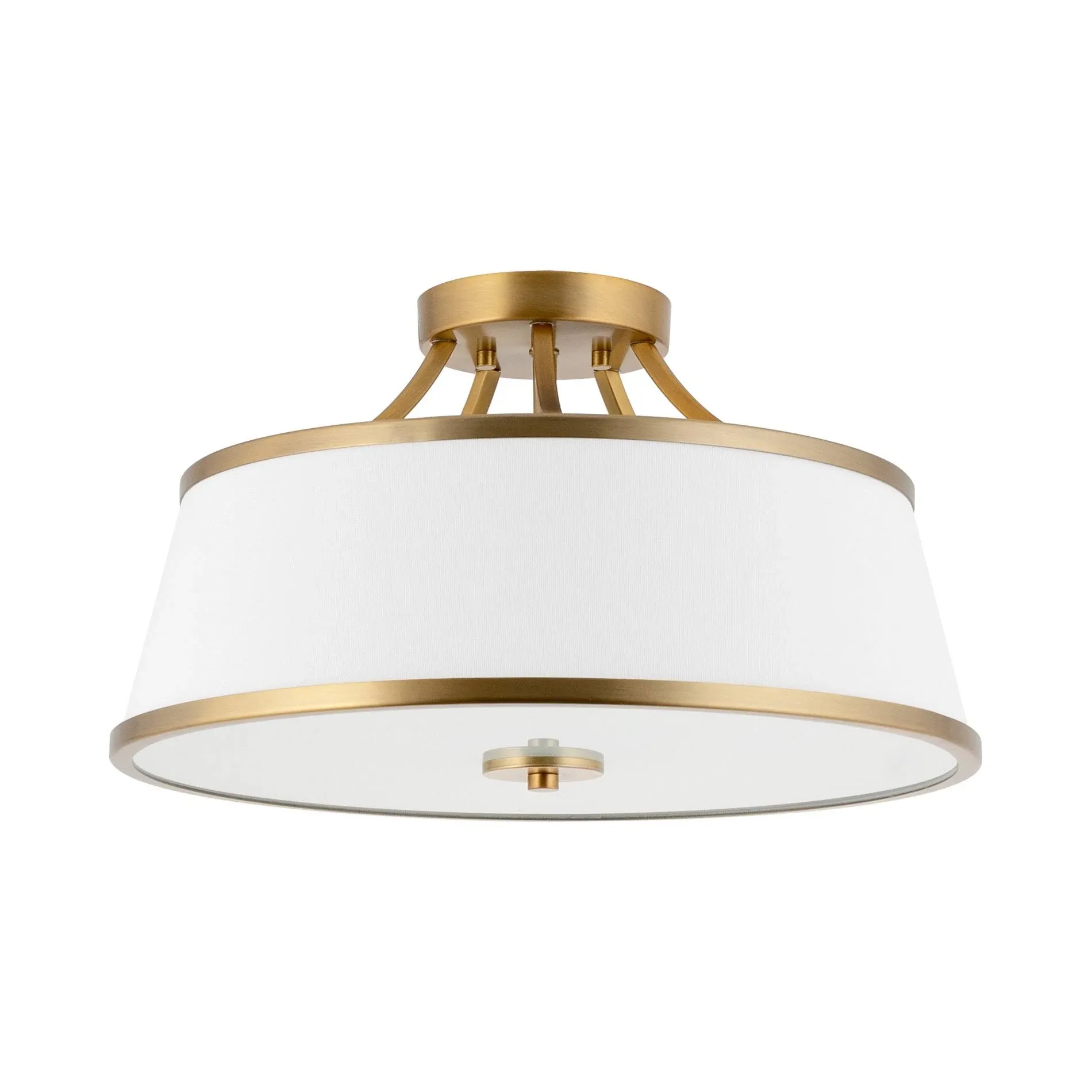 Kira Home Zoey 18" Ceiling Light, White Fabric Shade, Warm Brass