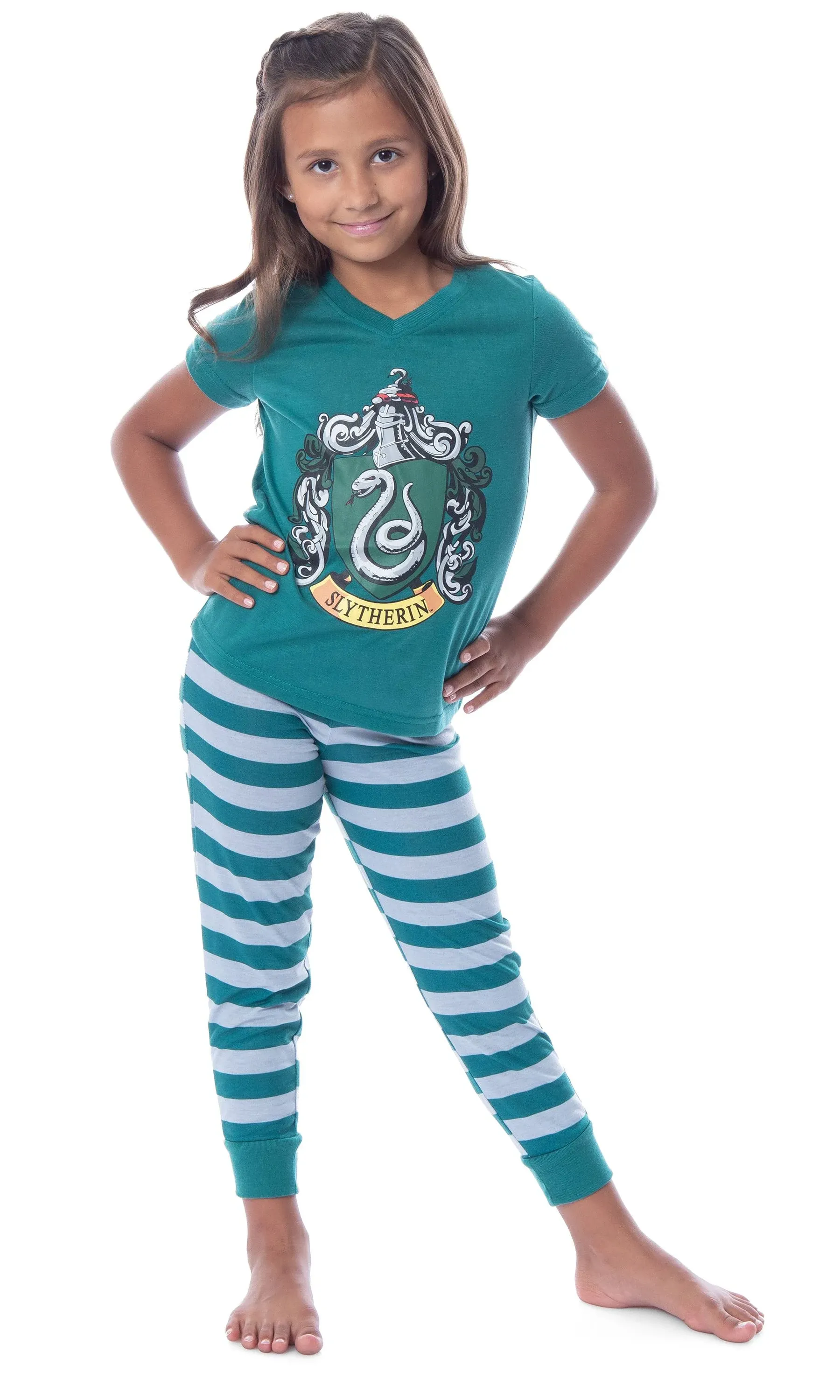 Harry Potter Big Girls' Slytherin House Crest Pajama Set-All Houses (14/16)