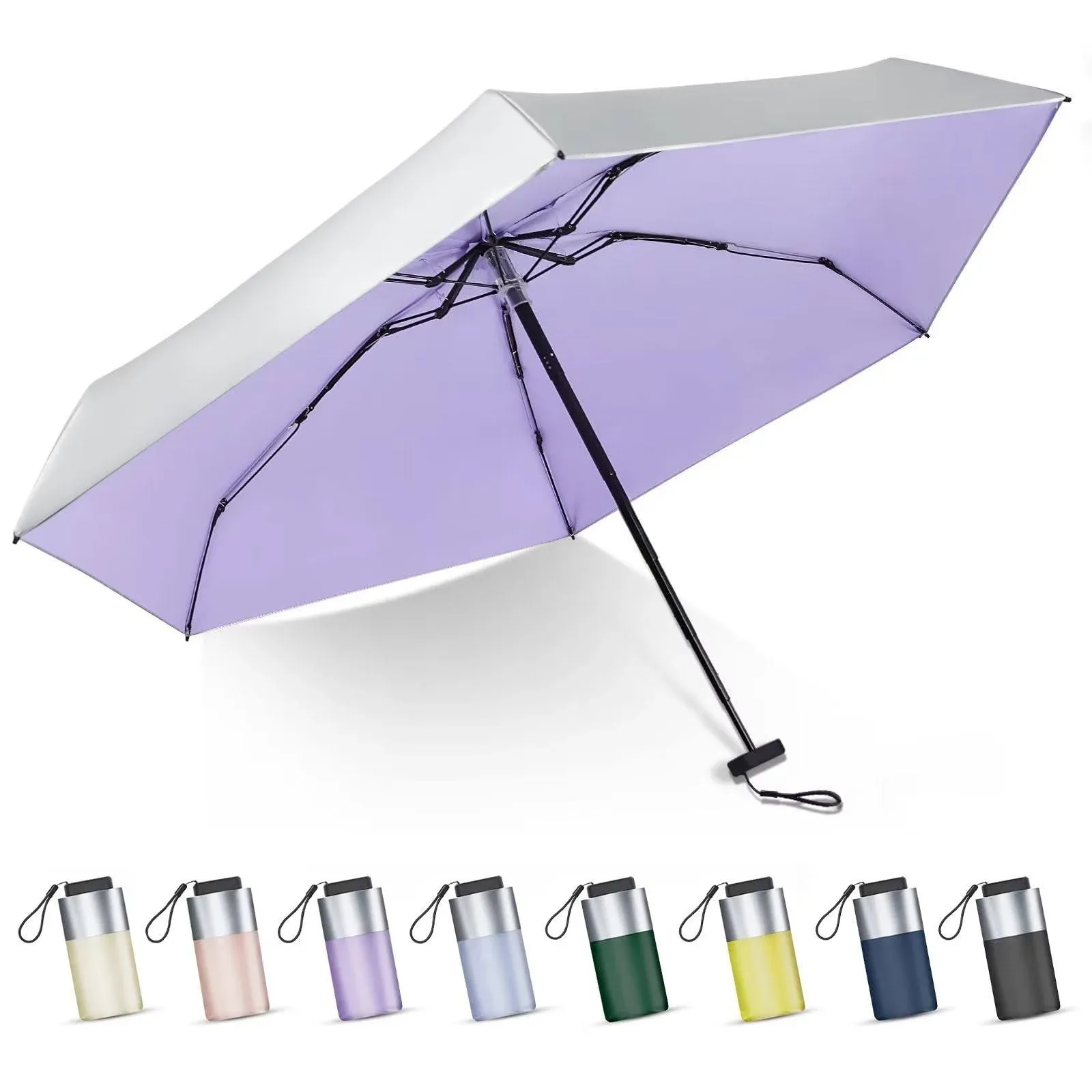 LEAGERA Mini Umbrella for Purse - UPF 50+ UV Blocker Sun Protection Umbrella, Small Micro Travel Parasol Design for Women