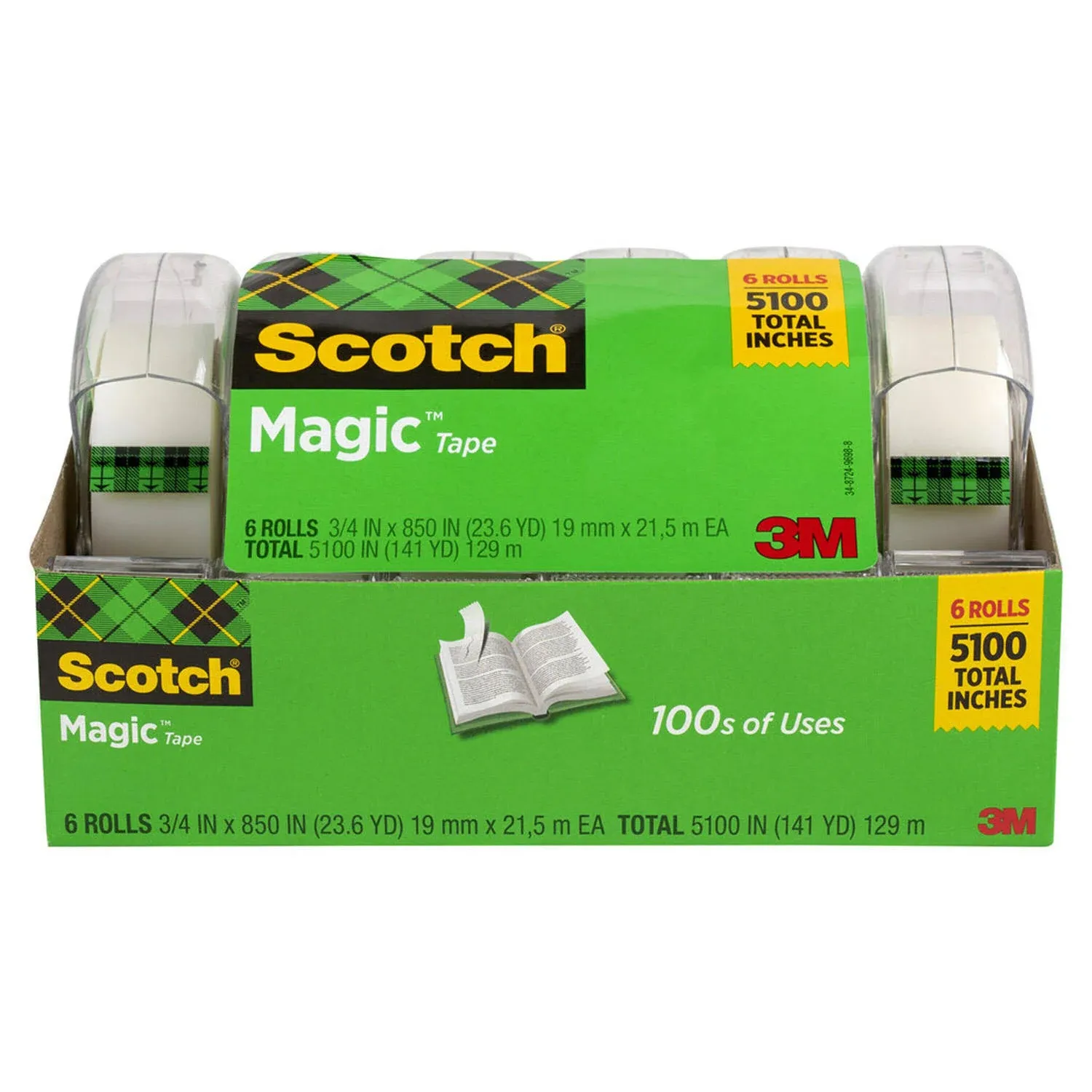 Scotch - Magic Tape, 1.9cm x 2160cm - 6 Rolls in Refillable Dispensers