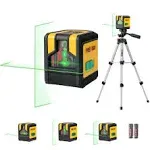 PREXISO Laser Level with Tripod 100ft Dual Modules Self Leveling Cross Line Laser Level Green Line Leveler Tool for Floor Tile