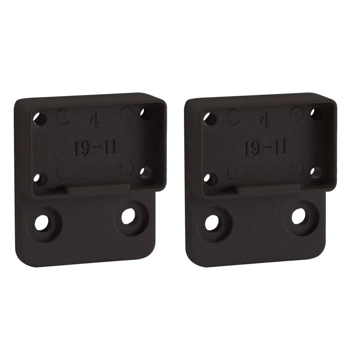 Contemporary Rectangular in Line Top Rail Brackets- Textured Black (with Screws)