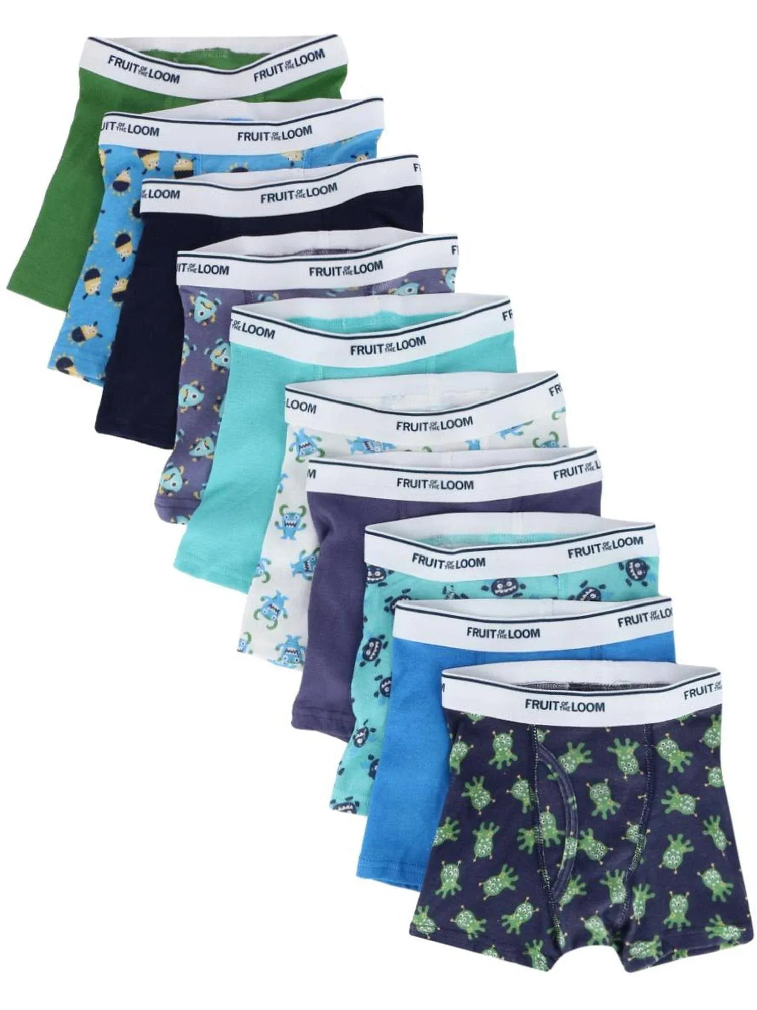 Fruit of The Loom Toddler Boys' EverSoft Boxer Briefs, Assorted Print 10 Pack