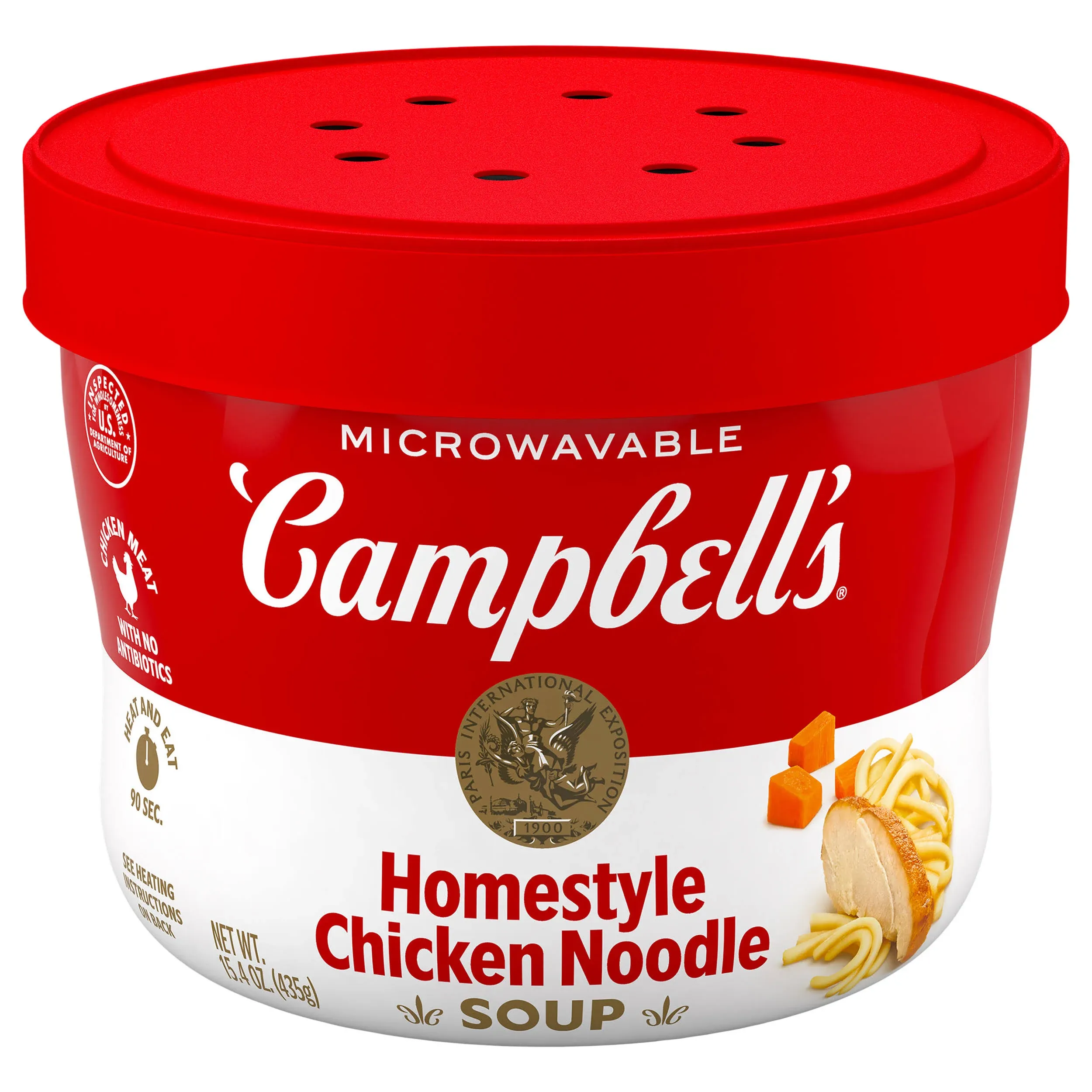 Campbell's Homestyle Chicken Noodle Soup Microwavable Bowl, 15.4 oz.