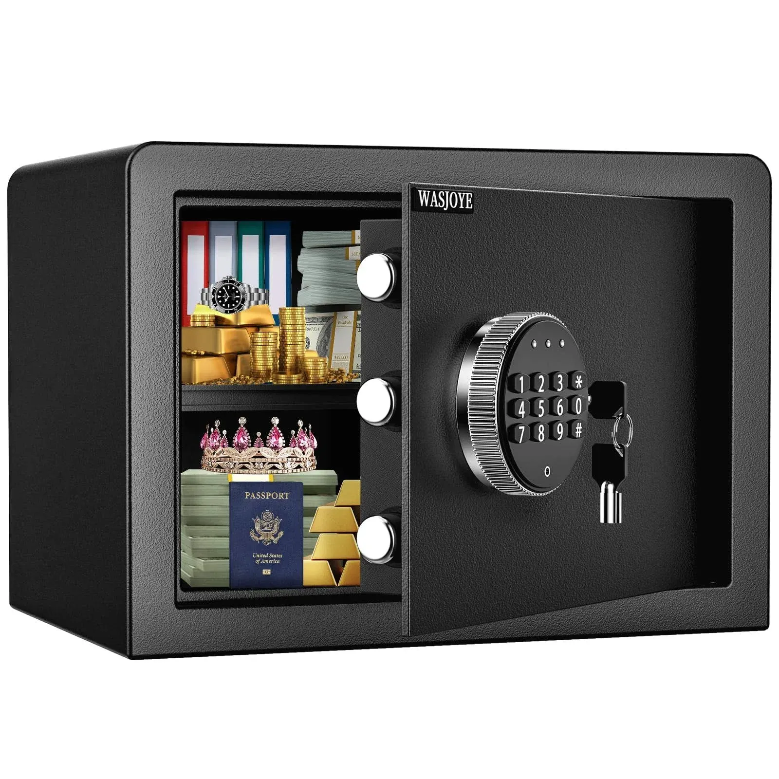 WASJOYE Safe Box, Fireproof Cabinet Security Safe Box with Digital Keypad Saf...