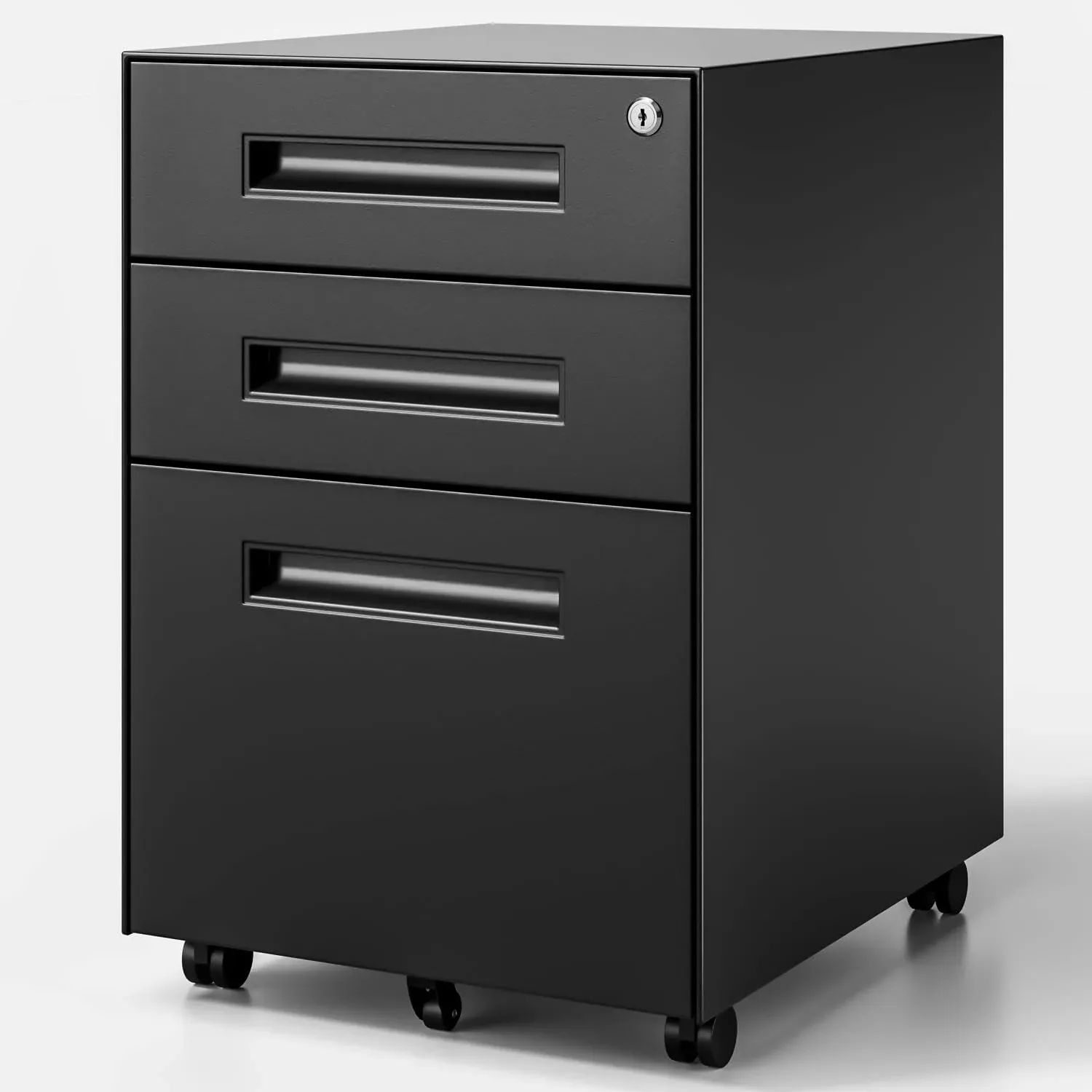 Dripex 3 Drawer File Cabinet, Mobile File Cabinet with Lock on Wheels, Letter/Legal Size, Fully Assembled, Modern Small Short Vertical Metal Rolling