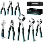 DURATECH 8-Piece Pliers Set Premium Cr-V/Cr-Ni Construction with Rolling Pouch