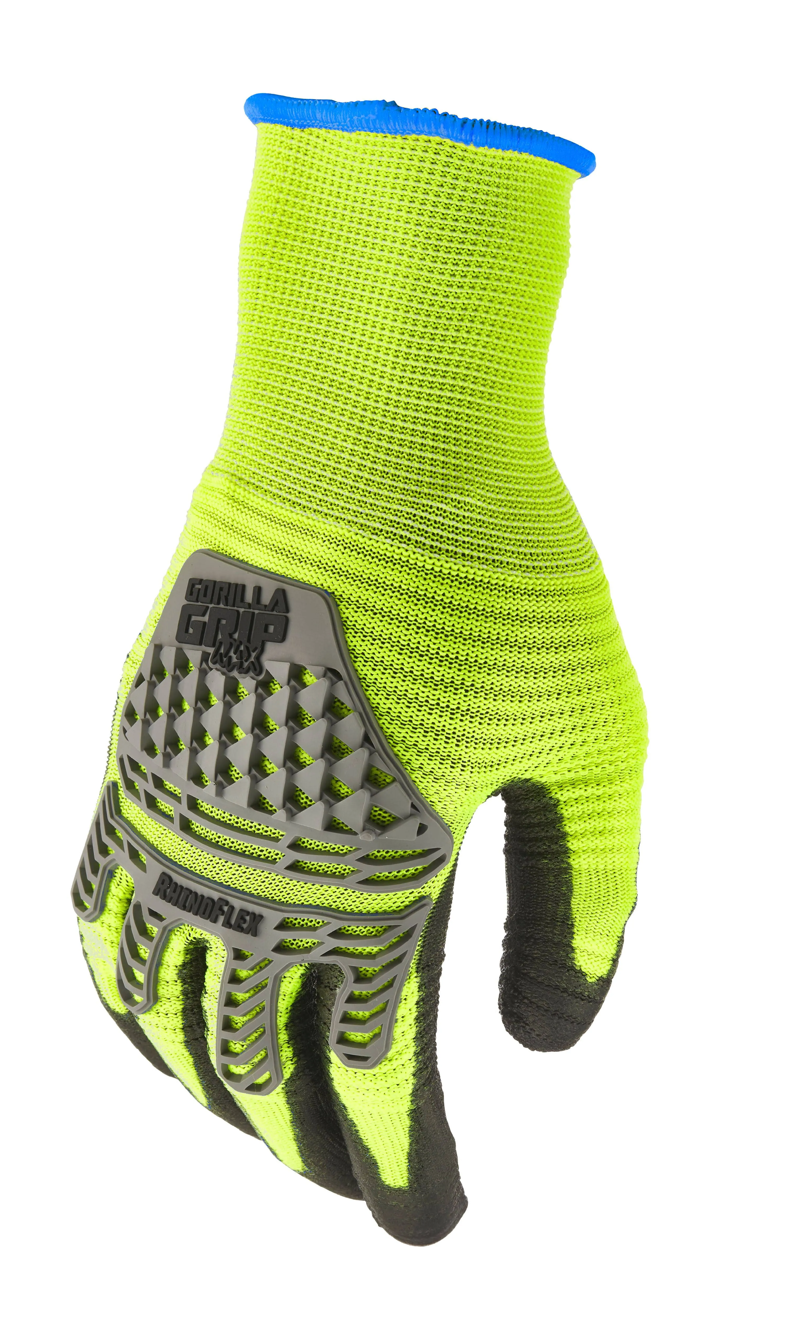 Gorilla Grip RhinoFLEX Impact Large Gloves, Hi Vis