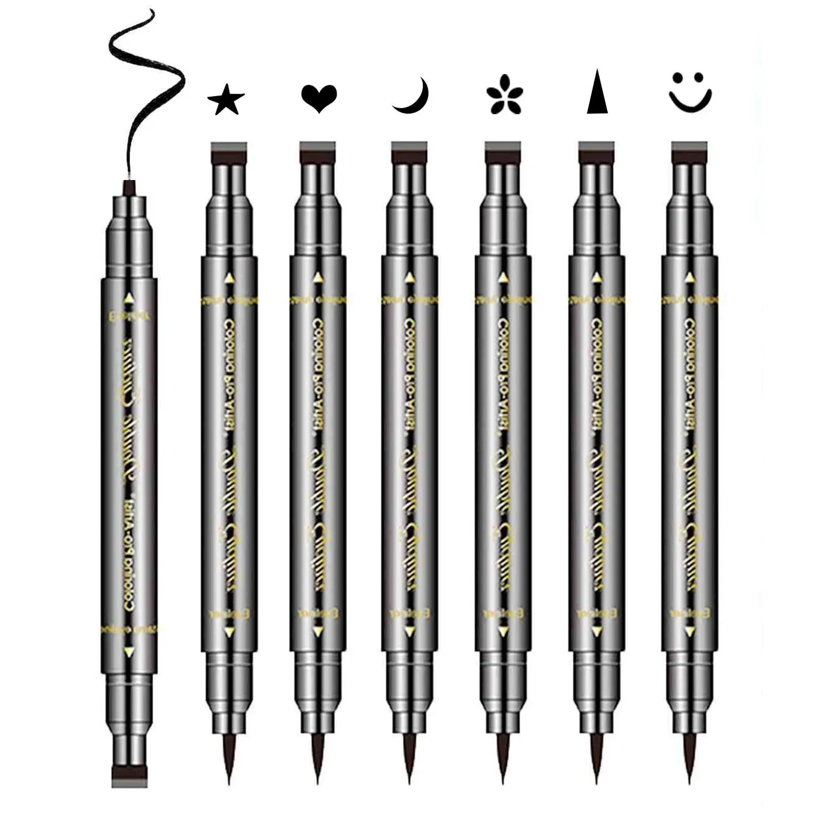 6pcs Erinde Double-headed Liquid Eyeliner Stamp Pen Set, Eye Liners for Women ...