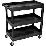 Luxor 3-Shelf Tub Utility Cart Black EC111-B