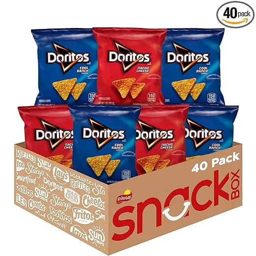 Doritos Flavored Tortilla Chips, Favorites Variety Pack (Nacho Cheese and Cool Ranch), 1 Ounce (Pack of 40)