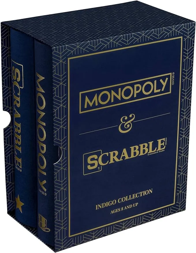 WS Game Company Indigo Collection 2-Pack: Monopoly & Scrabble