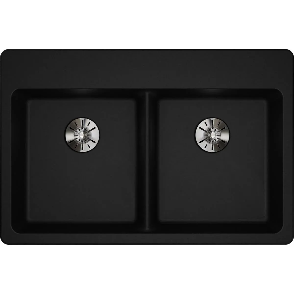 Elkay Drop-In Kitchen Sink W/Perfect Drain 33&#034; Double Bowl in Black Finish