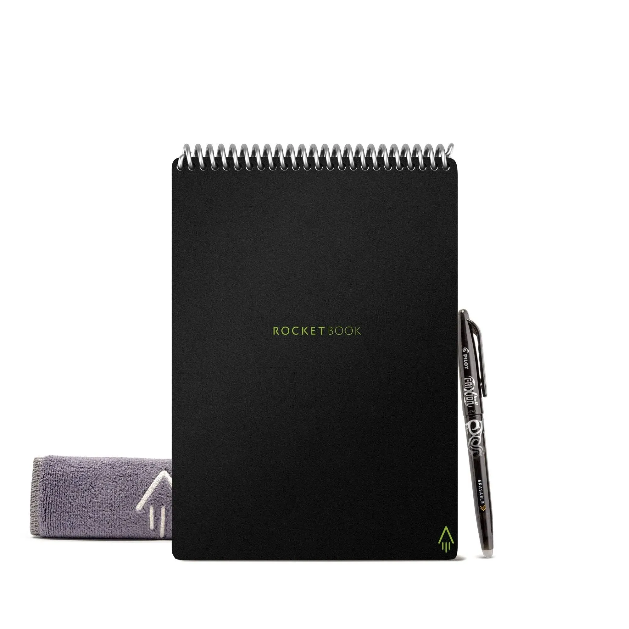 Rocketbook Flip Smart Notepad, Black Cover, Lined/Dot Grid Rule, 6 x 8.8, White, 18 Sheets