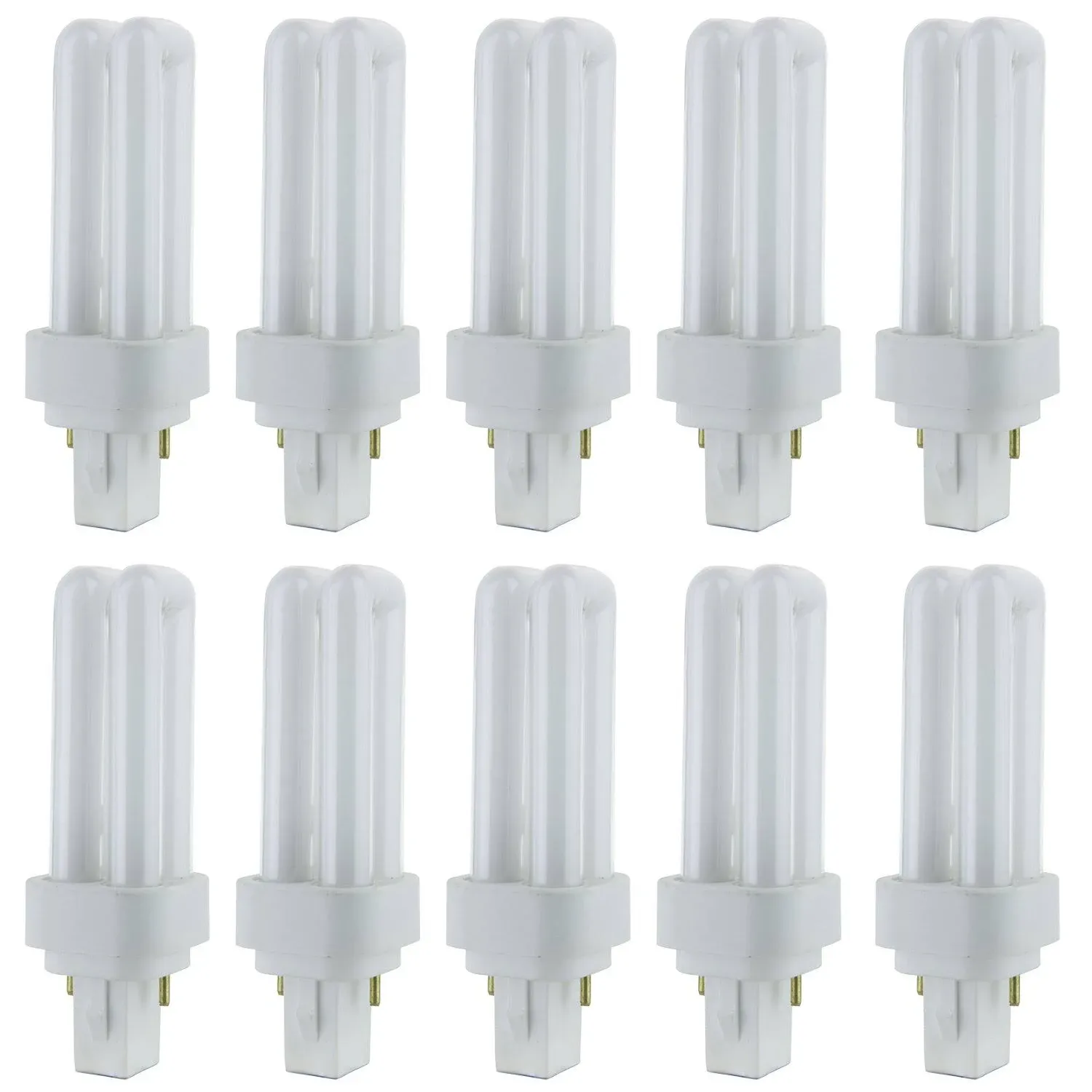 10 Pack Sunlite 9 Watt PLD 2-Pin Double U-Shaped Twin Tube, G23-2 Base, Soft White