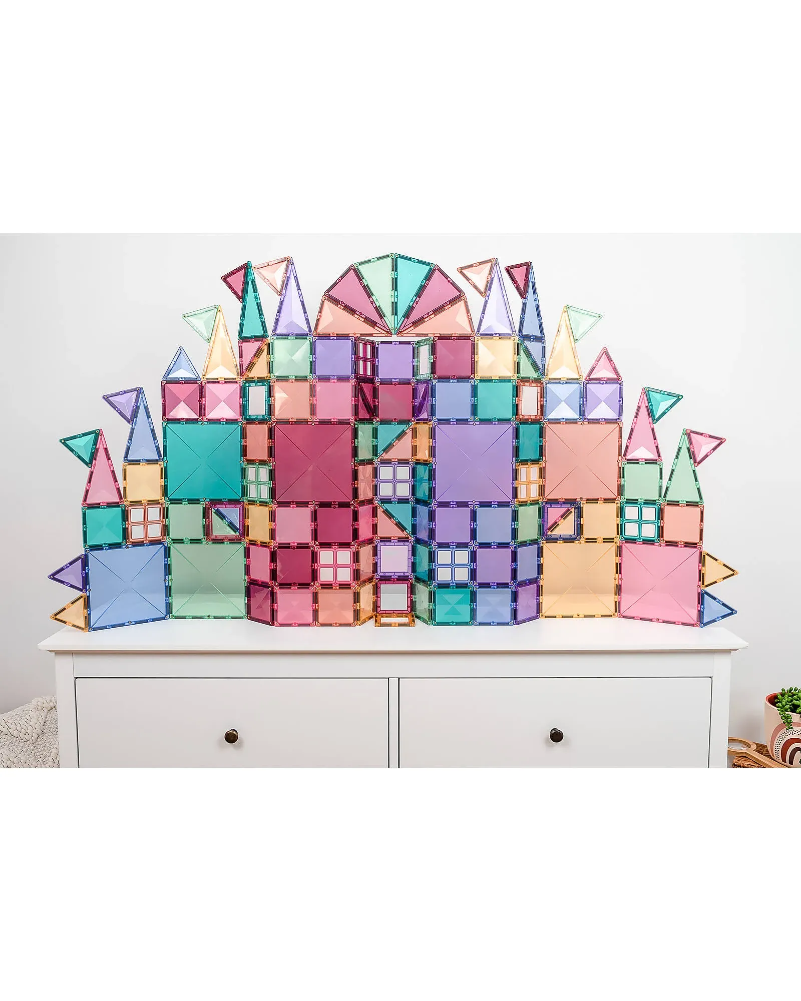 Building Set With Magnetic Tiles, 120 Pieces Pastel Creative Pack