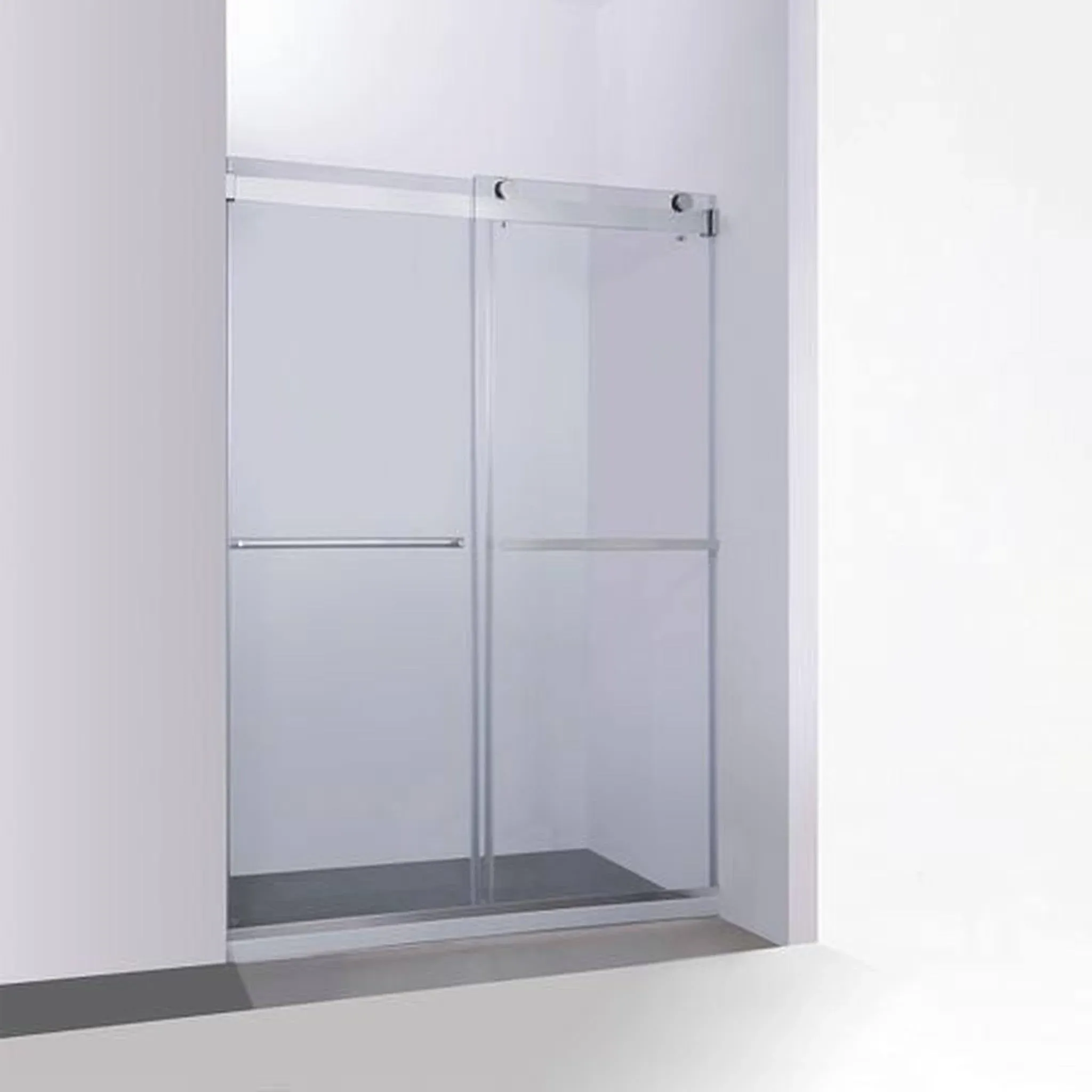 Vinnova Spezia 56" W x 76" H Double Sliding Frameless Glass Shower Door Polished Chrome