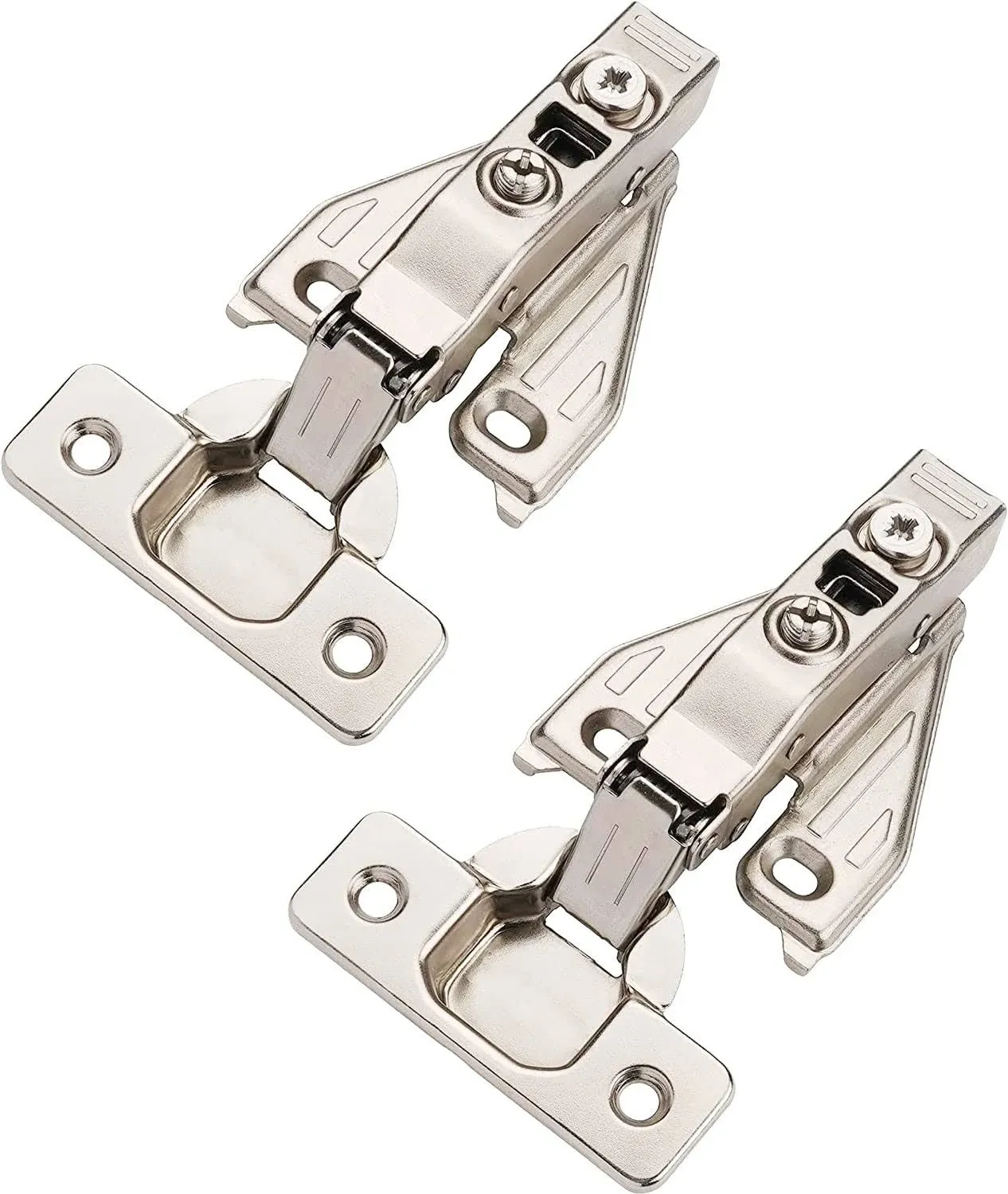 DecoBasics (2 PCS) Full Overlay Soft Close Cabinet Hinges for Kitchen Cabinets - 105° Face Frame Concealed Cabinet Door Hinge -3 Way Adjustability -Clip on Plate & Matching Screw 4 Easy Installation