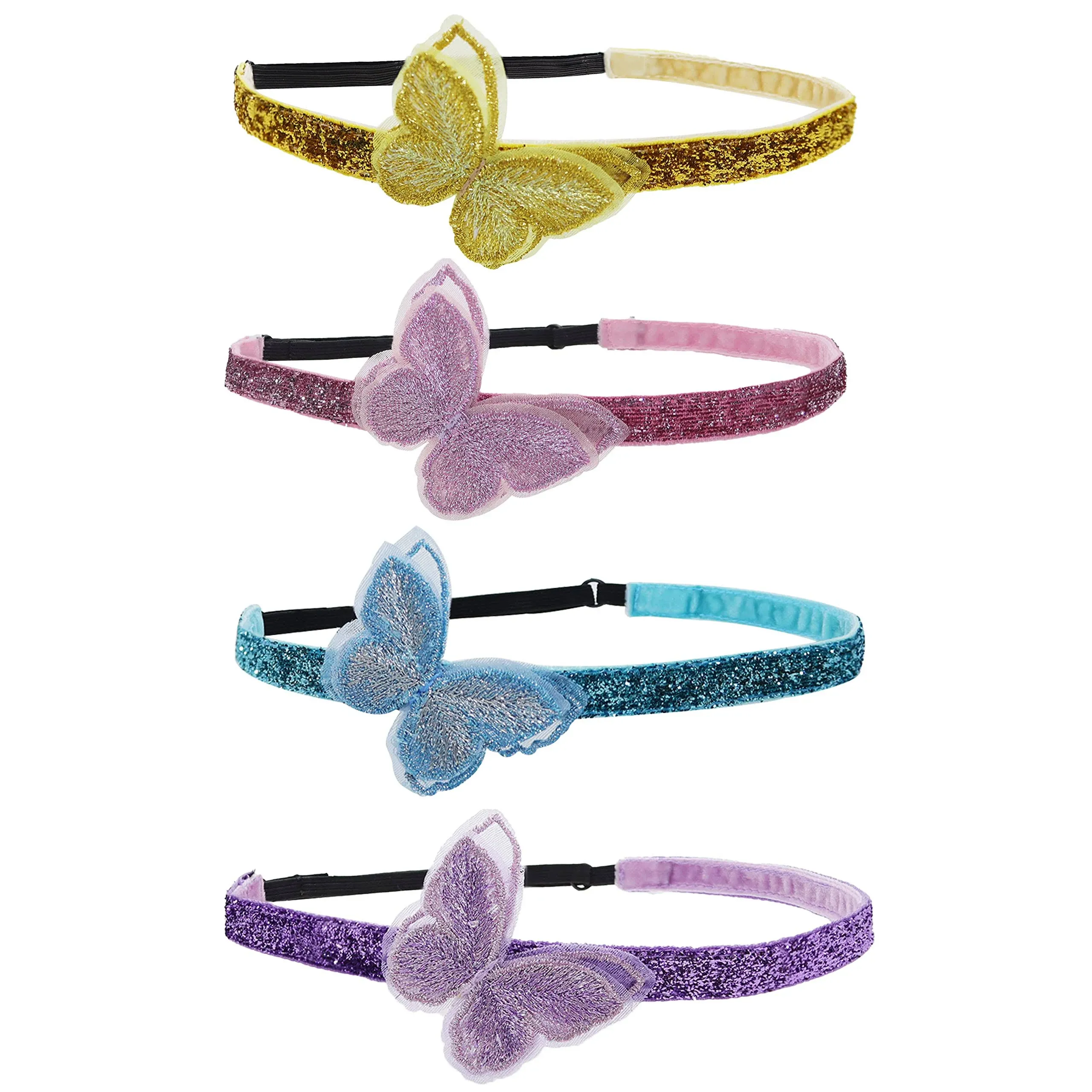 Frog Sac 4-Pack Adjustable Glitter Butterfly Headbands