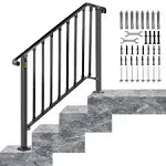 3 ft. Handrails for Outdoor Steps Fit 3 or 4 Steps Outdoor Stair Railing Wrought Iron Handrail with baluster, Black