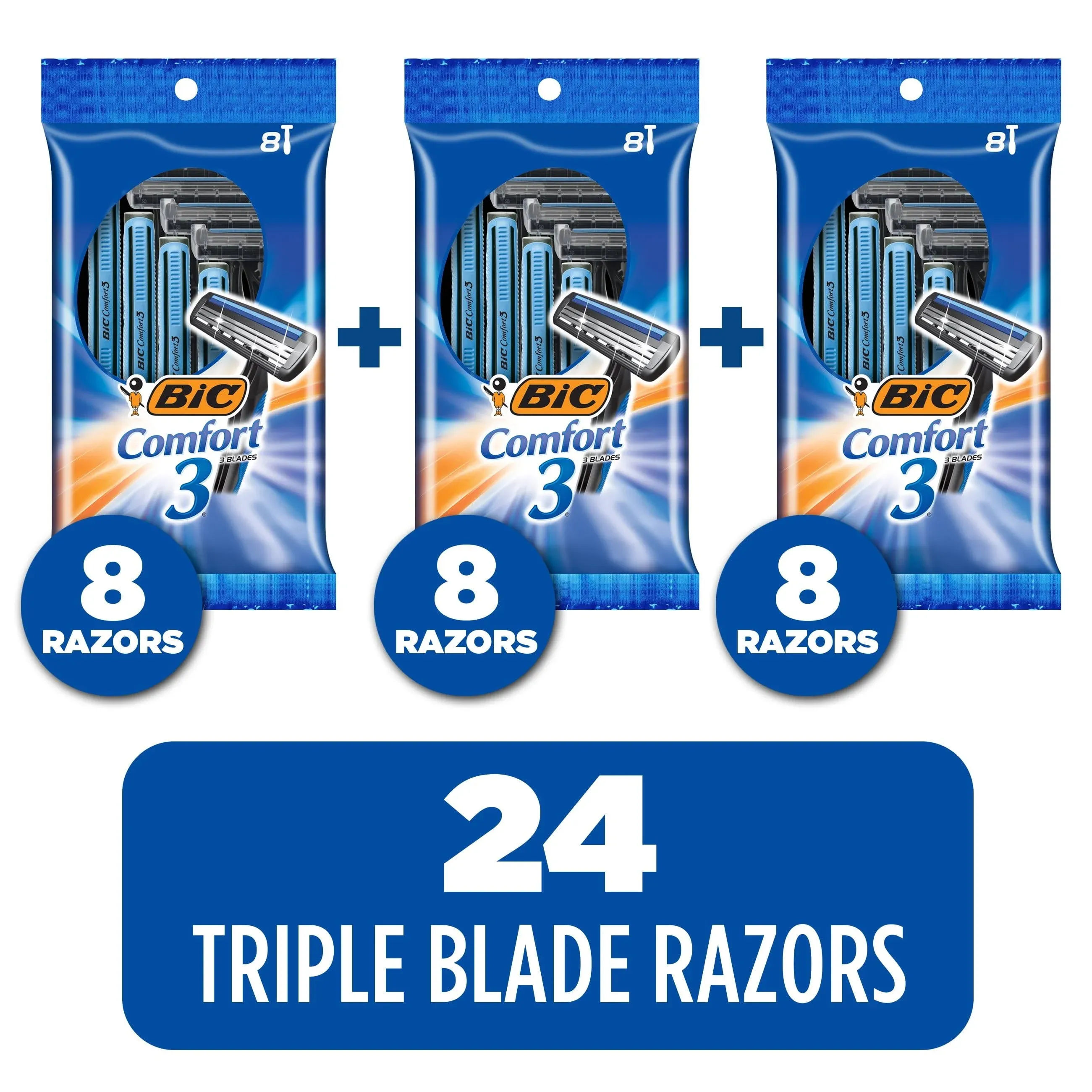 Comfort 3 Disposable Razors, Long-Lasting 3-Blade Razors for Men, Perfect raz...