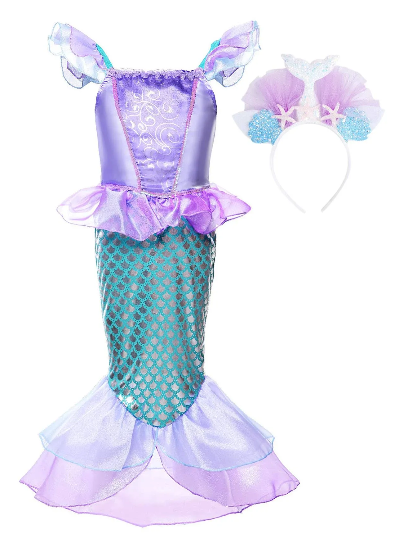 JerrisApparel Girls Princess Mermaid Costume Cosplay Party Dress