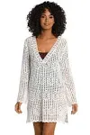 La Blanca Waverly Crochet Swim Cover Up Tunic - Ivory/Cream