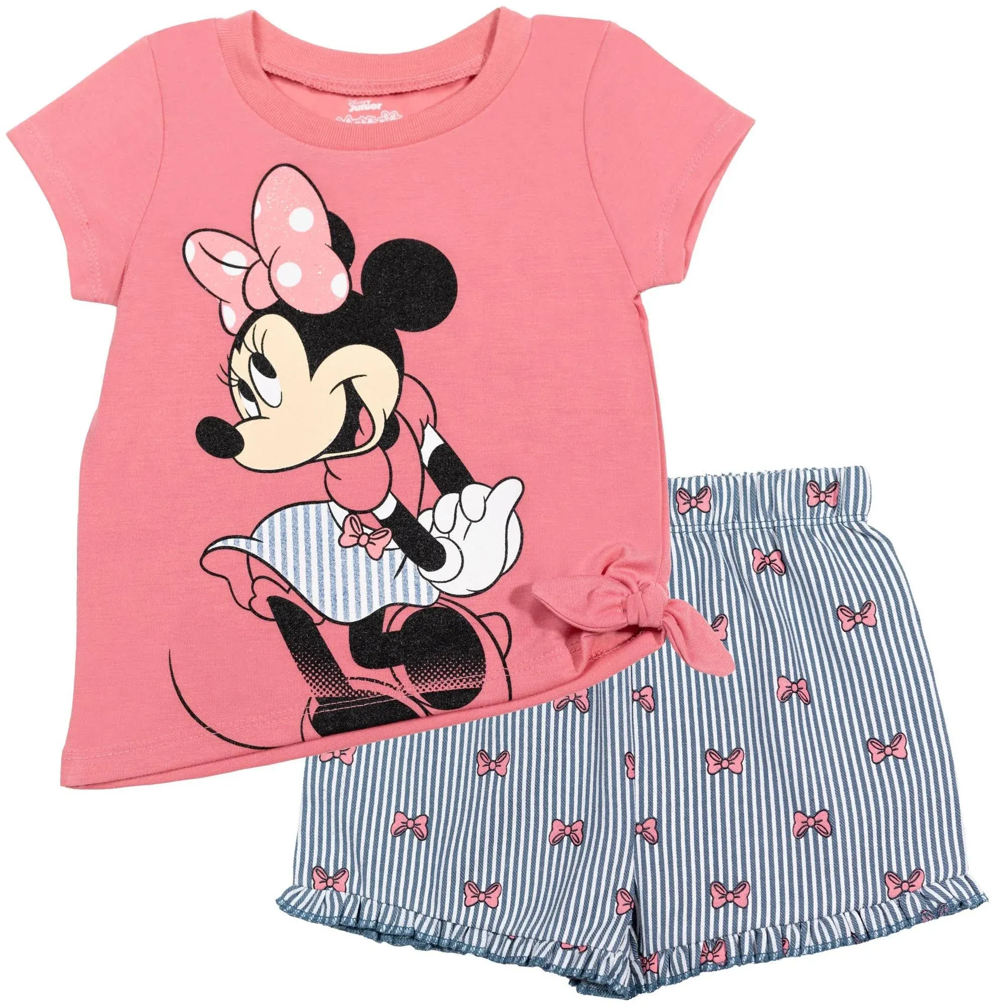 Mickey Mouse & Friends Minnie Baby Girls T-Shirt Shorts Set Pink/White/Blue 12 Months