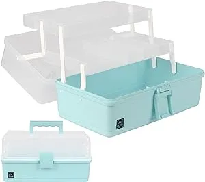 WEWLINE Sewing Storage Organizer Box 13-Inch Art Storage Box Craft Organizer 3-Layers with Handle Craft Art Bin Portable for Home School Office Travel