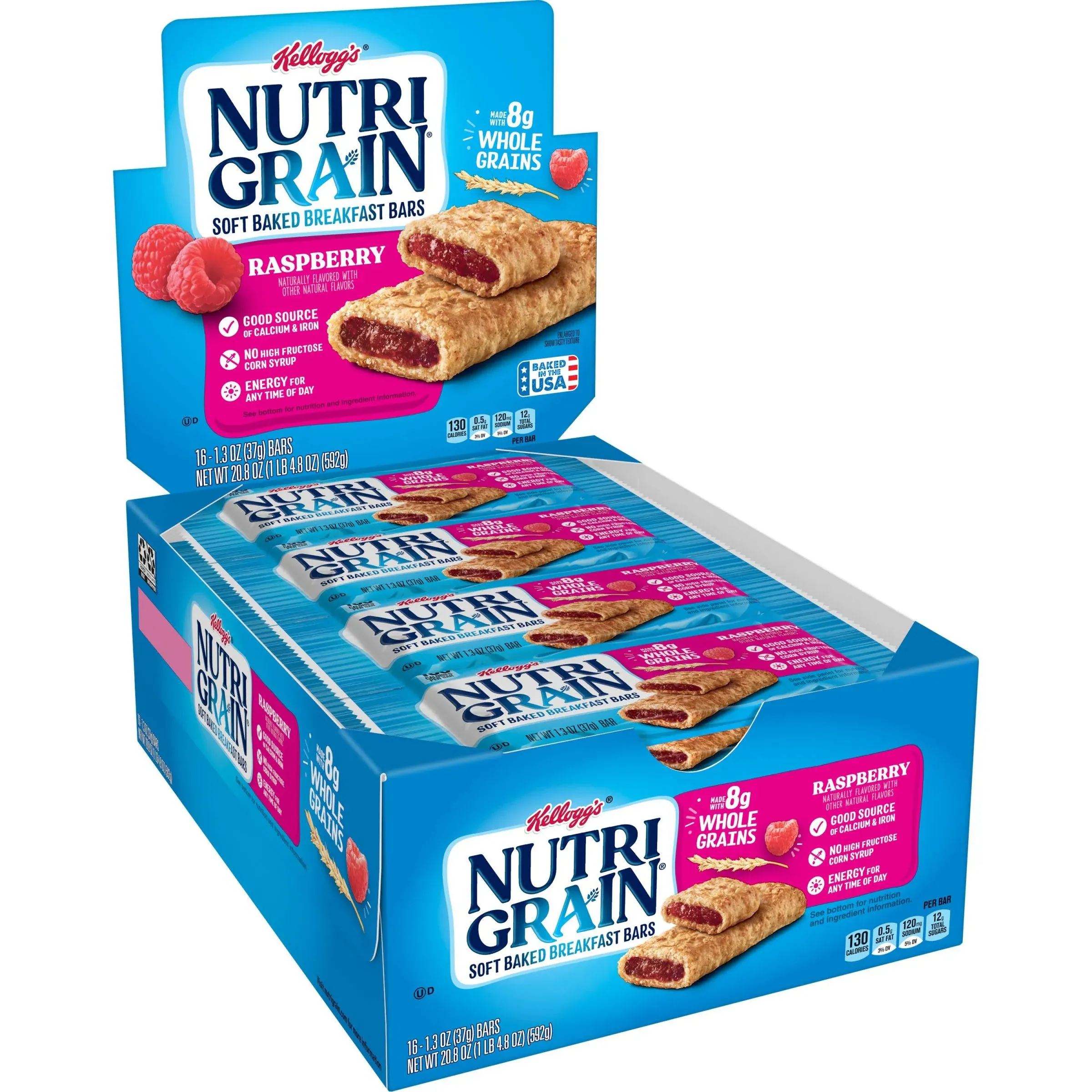 Nutri Grain Breakfast Bars, Raspberry, Soft Baked - 16 pack, 1.3 oz bars