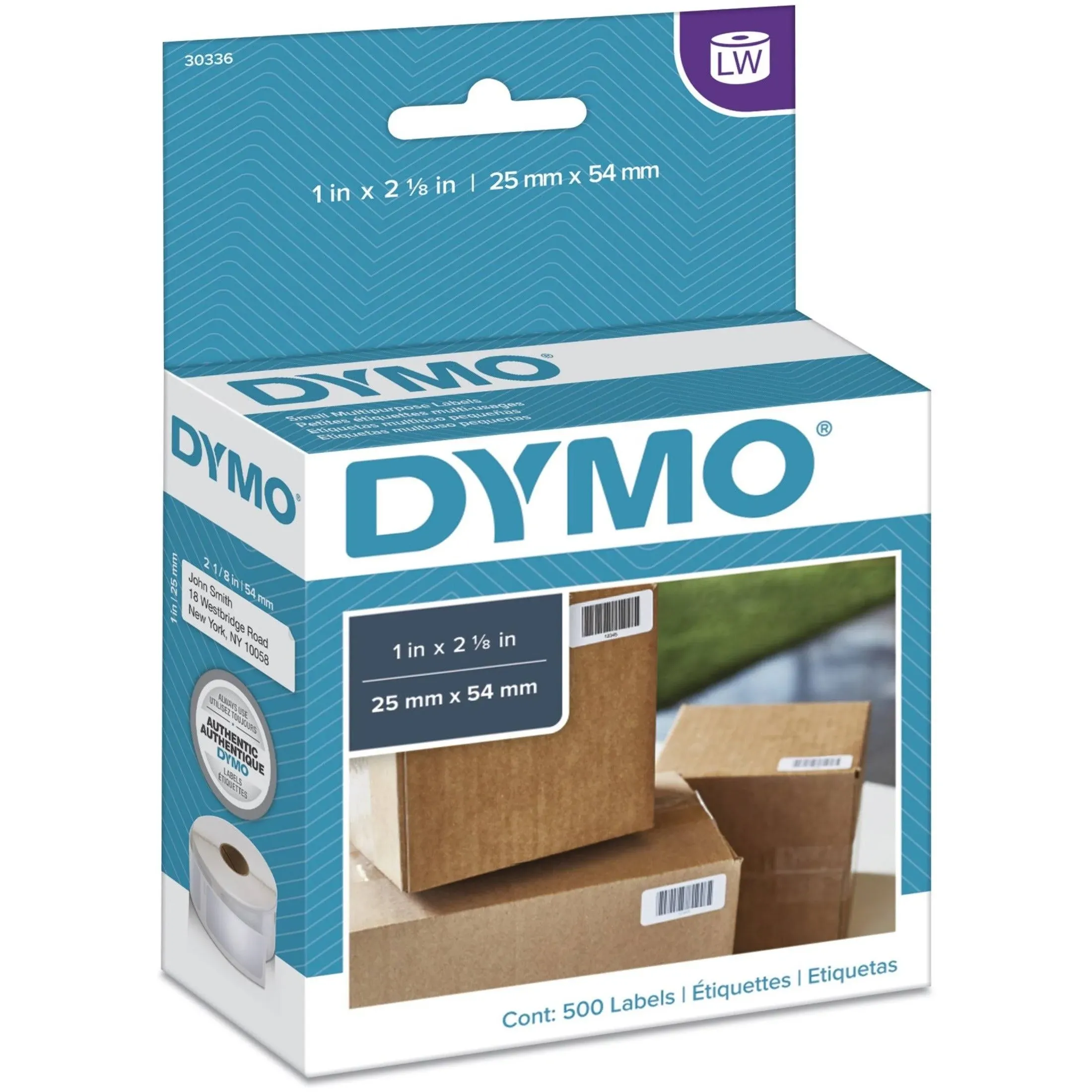 DYMO® LabelWriter® Multipurpose Labels, 30336, 1" x 2 1/8", White, Box Of 500