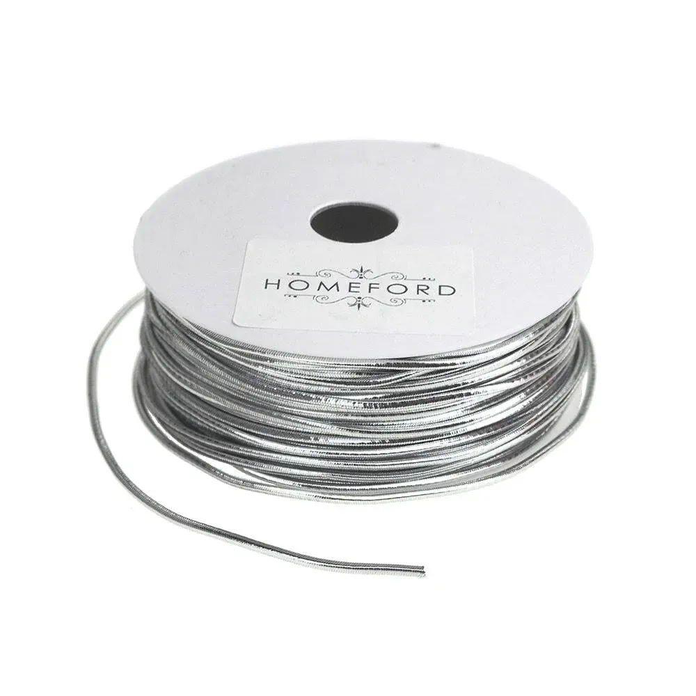 Homeford Stretch Cord Ribbon, 1/16-Inch, 25-Feet (Silver)