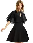 Women's Soft Chiffon Shawl Wraps Shrug for Evening Dress Wedding Cape Bolero Flapper Cover Up(Black)